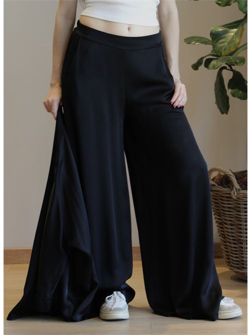 Pantalone a palazzo satinato con elastico sul retro DIECI MINUTI | FA356P3